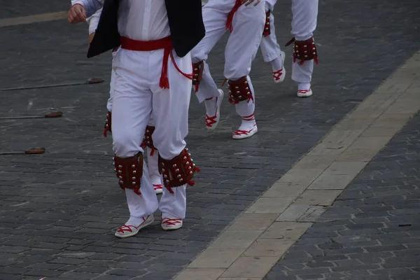 Выставка Народного Баскского Танца Улице — стоковое фото
