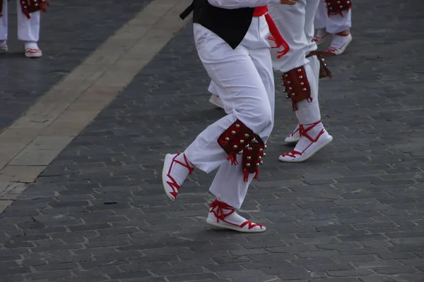 Baskisk Folkdansutställning Gatan — Stockfoto