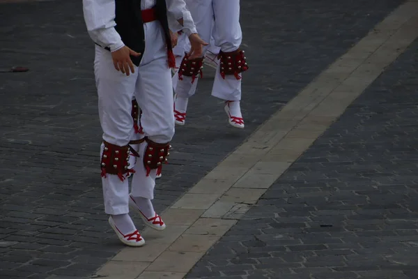 Exposition Danse Folklorique Basque Dans Rue — Photo