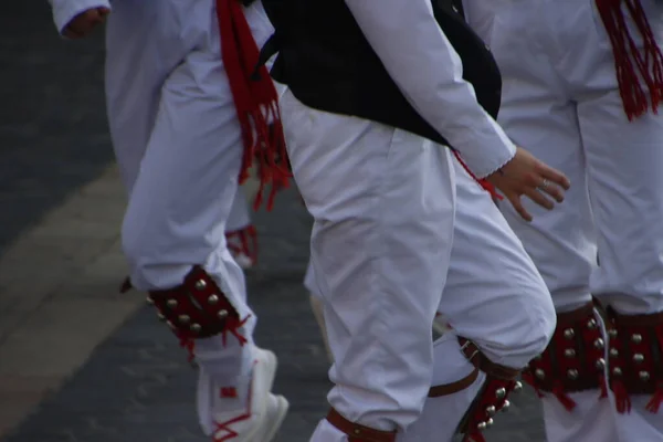 Баскська Народна Танцювальна Виставка Вулиці — стокове фото
