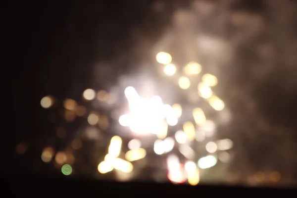 Fuegos Artificiales Noche Con Efecto Bokeh — Foto de Stock