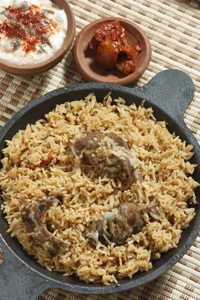 Mutton Gosht Biryani - Una preparación de arroz con cordero y especias — Foto de Stock