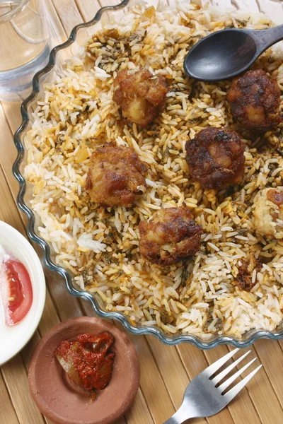 Kofta biryani - a kofta alapú vegetáriánus biryani — Stock Fotó