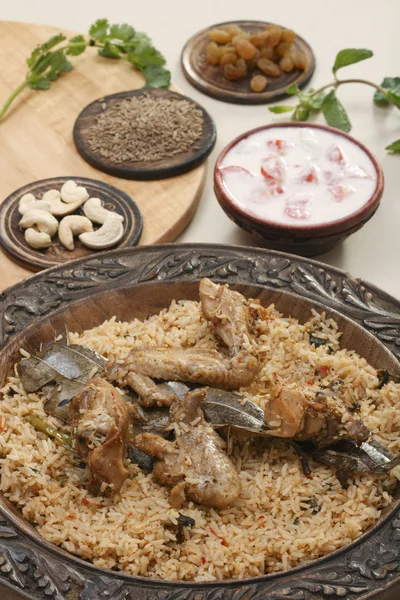 Hyderabadi Biryani - Un pollo popular o Mutton basado en Biryani — Foto de Stock