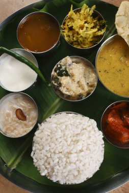 malabar thali Üstten Görünüm