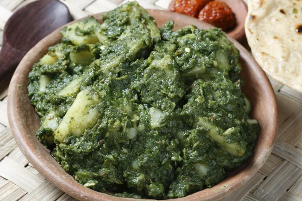 Spinach and potatoes subzi from North India — Stock Photo, Image