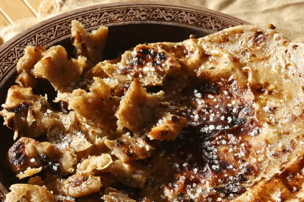 Kutti Roti Mashed (Roti) dengan gula dan mentega — Stok Foto