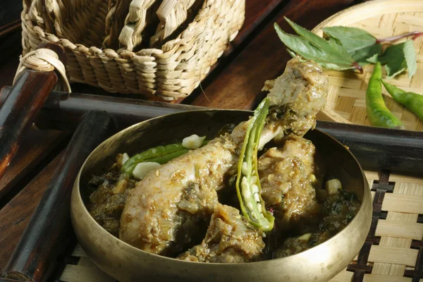 Gongura chicken - A spicy chicken curry with the distinctive taste from Andhra — Stock Photo, Image