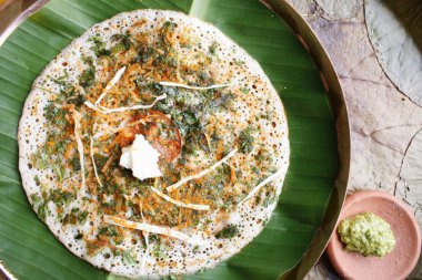 Methi dosa - a pancake made from fenugreek leaves from South India. clipart