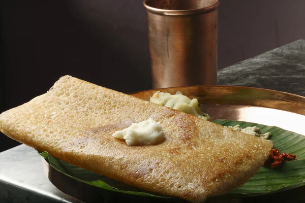 Butter Plain Dosa - a South Indian pancake — Stock Photo, Image