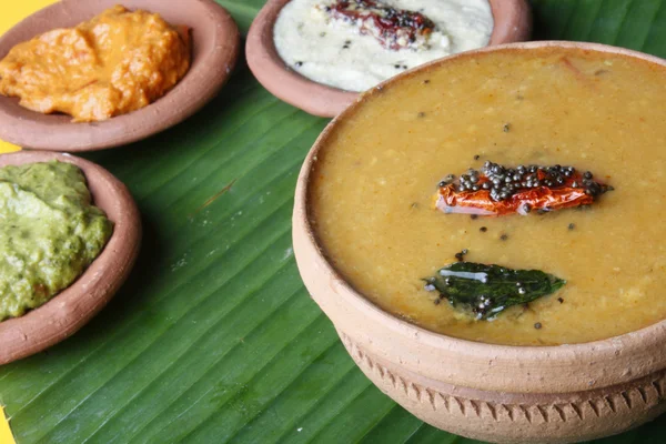Sambar é um caril tradicional do sul da Índia — Fotografia de Stock