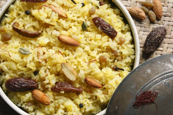 Kashmiri modur pulao is sweetened rice dish from India — Stock Photo, Image