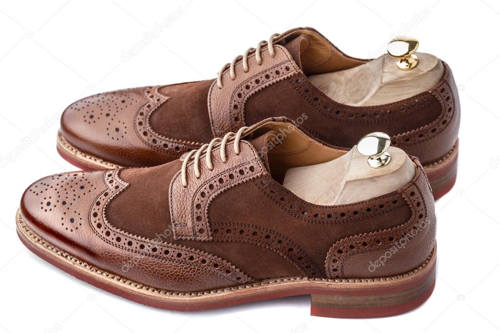 Brogues with shoe trees inserted