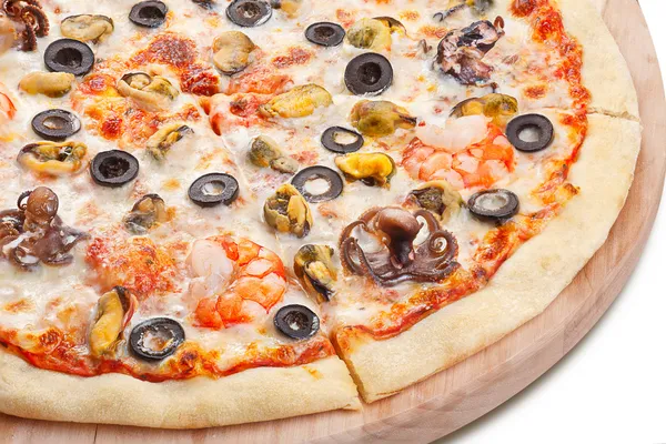 Pizza from seafood — Stock Photo, Image