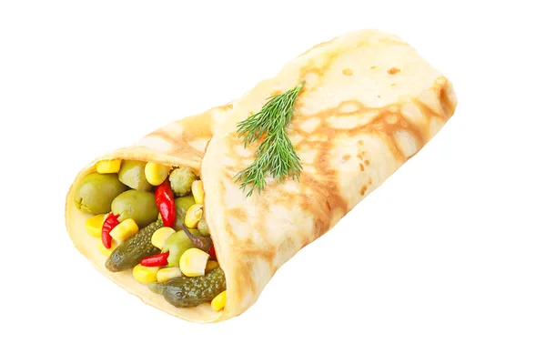 Vegetarian crepe stuffed with pickled vegetables — Stock Photo, Image