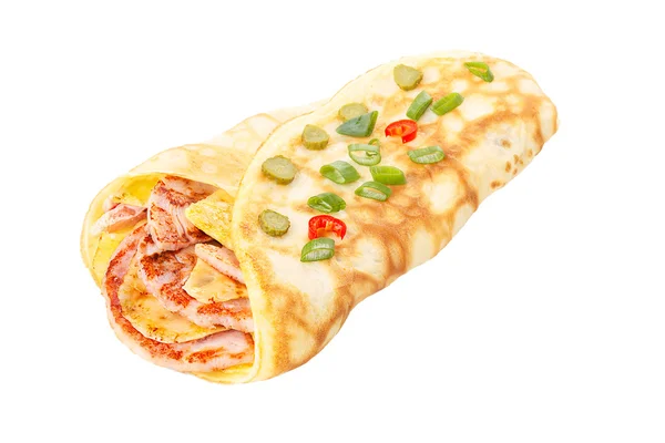 Crepe stuffed with ham and cheese — Stock Photo, Image