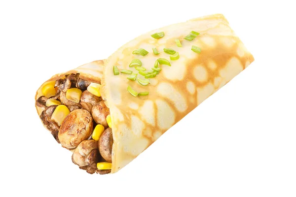 Crepe stuffed with mushrroms and corn — Stock Photo, Image