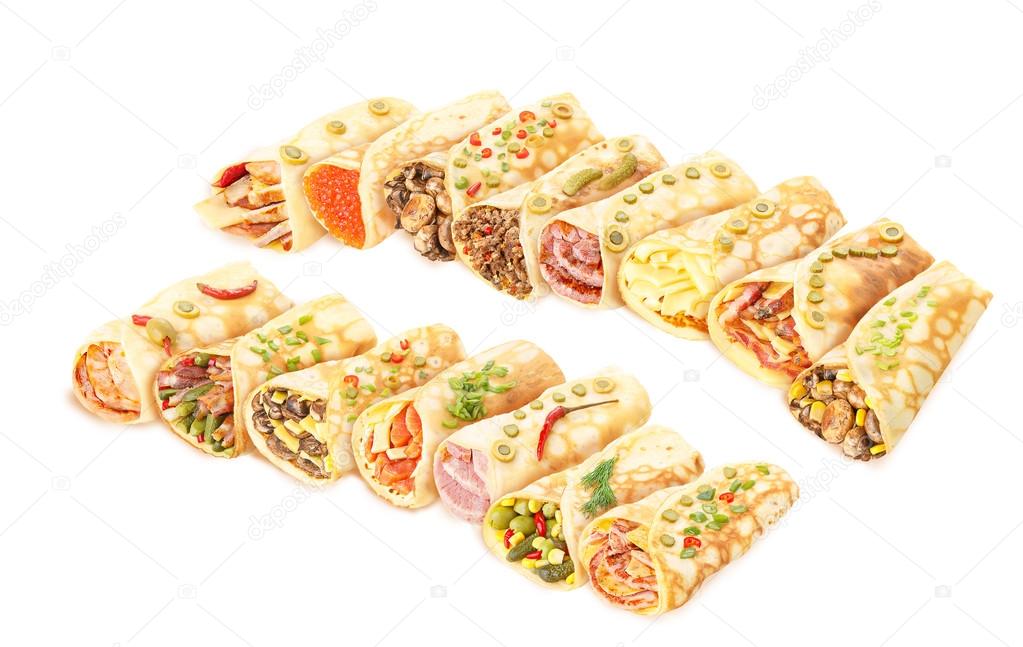 Collection of stuffed crepes 