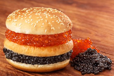 Burger with caviar