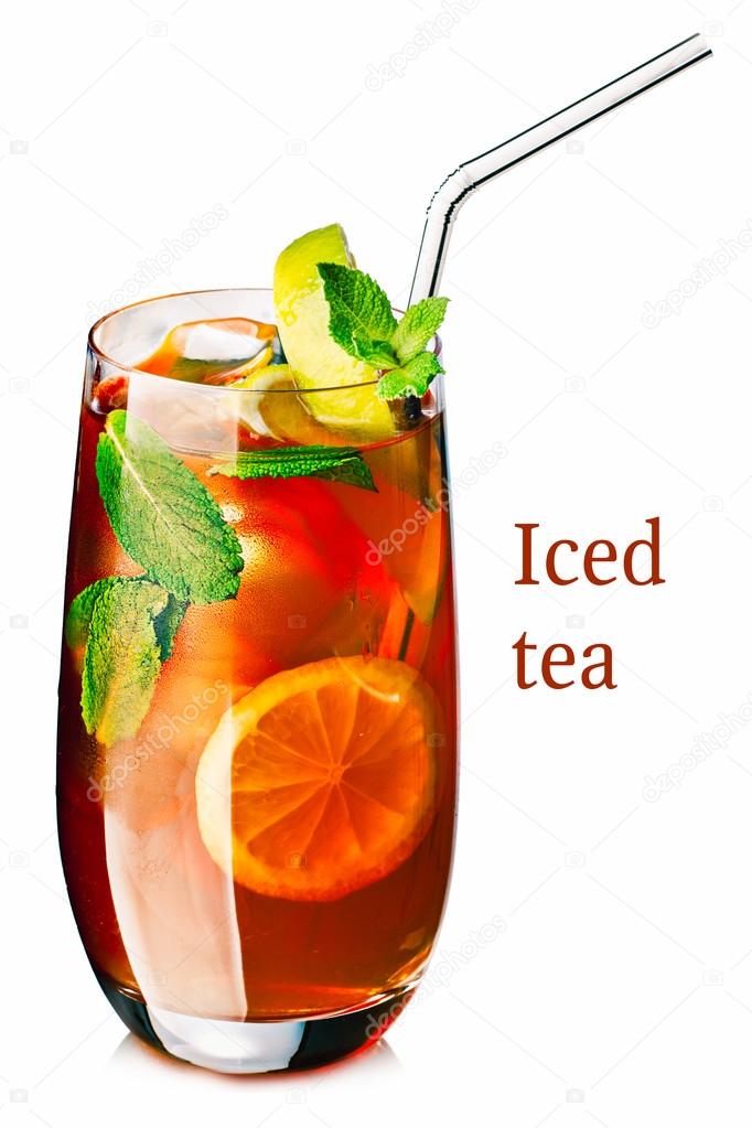 Strong iced tea in the glass
