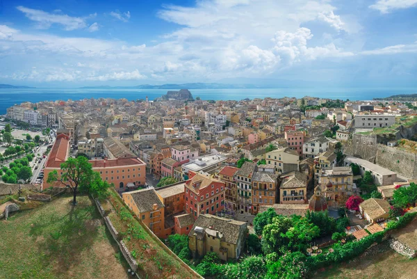 corfu town'ın panoramik manzarasını