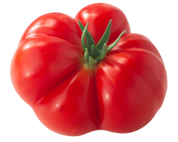 Reisetomate Heirloom Ribbed Tomato Solanum Lycopersicum Fruit Isolated Top View — Stock Photo, Image