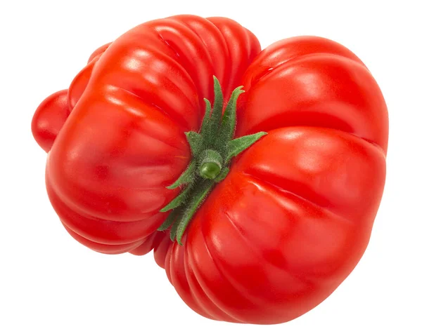 Reisetomat Heirloom Ribbad Tomat Solanum Lycopersicum Frukt Isolerad Ovanifrån — Stockfoto