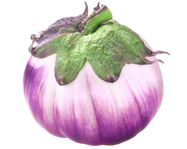 Violett Vit Ribbad Aubergine Eller Äggplanta Solanum Melongena Frukt Isolerad — Stockfoto