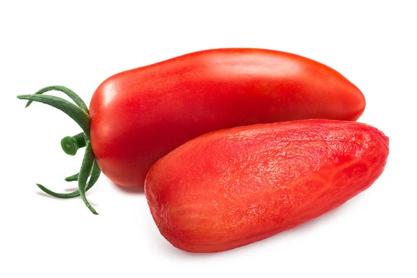 Tomates Com Casca Dedo Inteiro Nápoles San Marzano Isolados — Fotografia de Stock