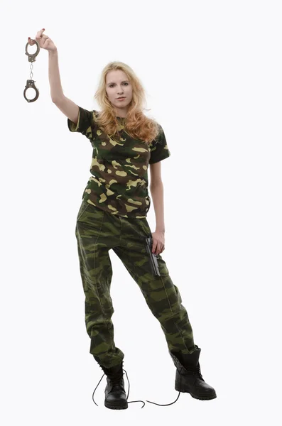 Sexy girl in military uniform — Stock Photo, Image