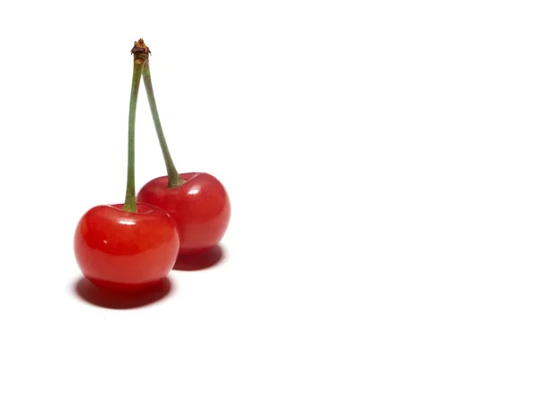 Ripe cherry fruit closeup isolated on a white background