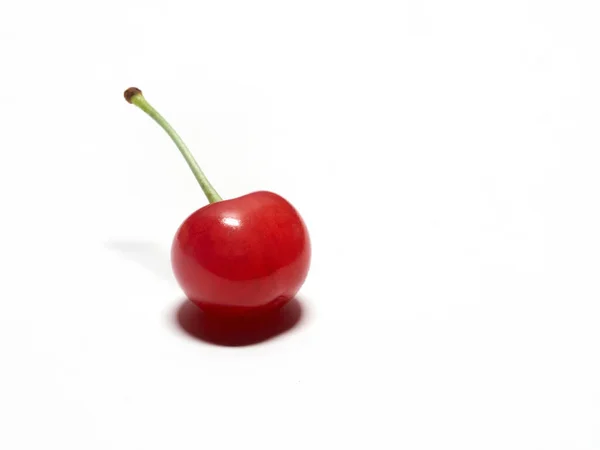Ripe Cherry Fruit Closeup Isolated White Background — Stockfoto