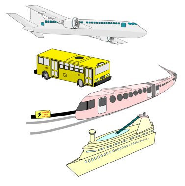 renk toplu ulaşım vektör grafik seti
