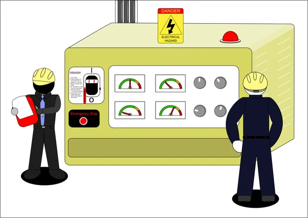 Elektrycy kontroli maszyny — Wektor stockowy