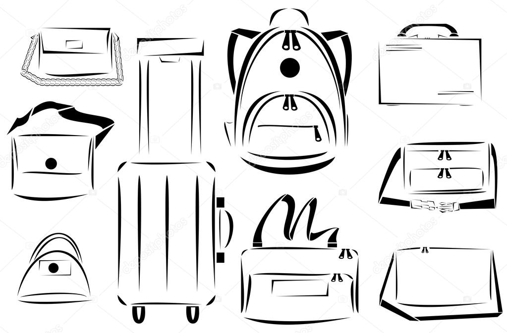 Design of bags icon vector set