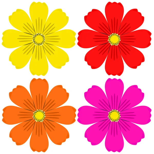 コスモスの花のベクトルのセット — ストックベクタ
