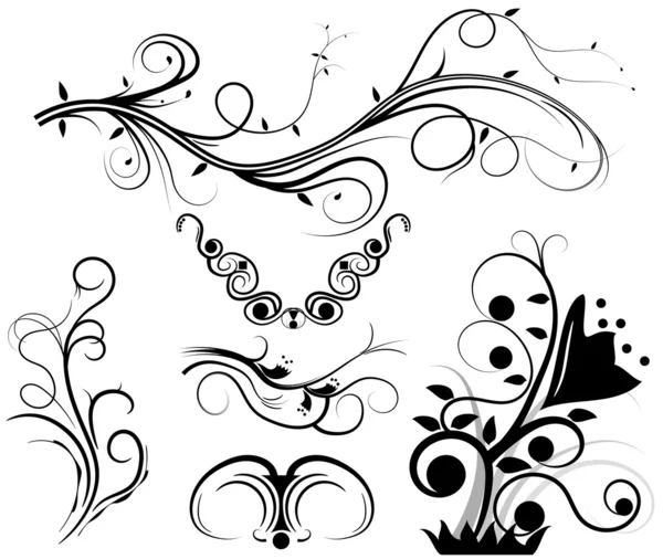 Set of swirling graphic elements vector — Stock Vector