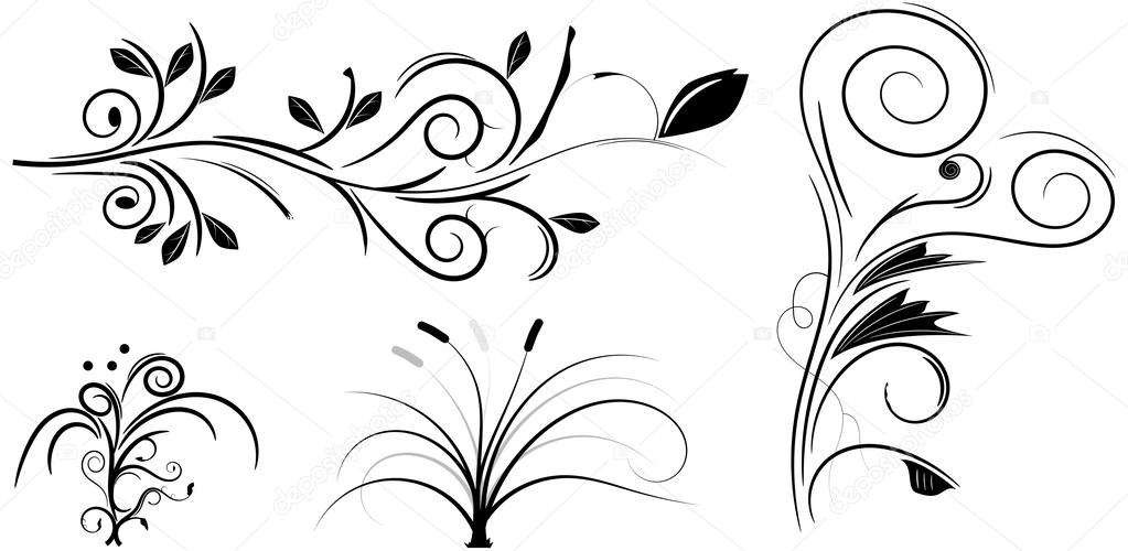 Set of swirling graphic elements vector
