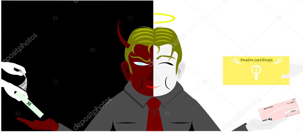 Two faces of business man vector with background