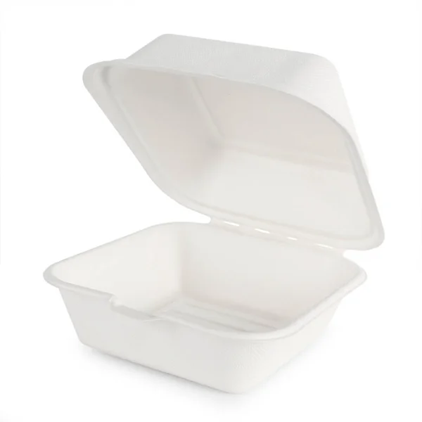 白い背景に隔離された食品箱または容器 天然紙素材を使用したファーストフードパッケージ — ストック写真