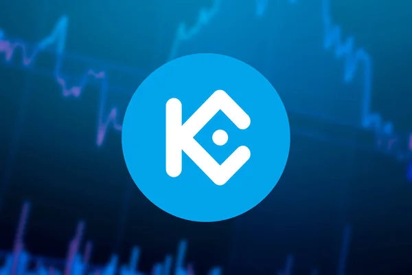 KuCoin Token KCS Cryptocurrency Графік зростання KCS монети на біржі, таблиця — стокове фото