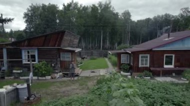 İHA uçuşu, Rusya, köy, sebze bahçesi, patates büyümesi.