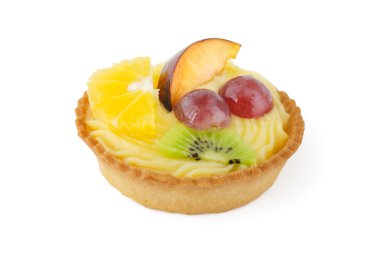 beyaz zemin üzerinde meyve pasta