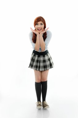 mutlu kız öğrenci stüdyo çekim