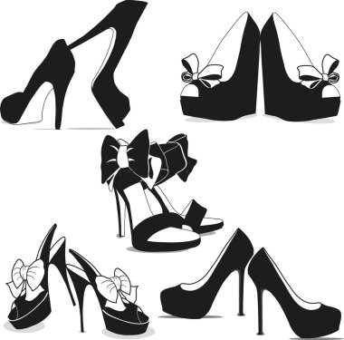 Beauty woman's shoes collection clipart