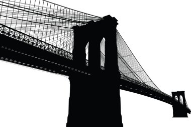New York'ta brooklyn Köprüsü siyah siluet vektör çizim