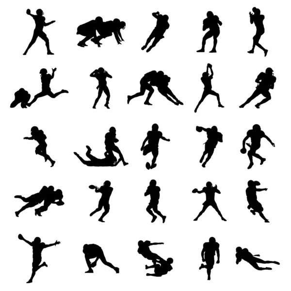 Silhouettes vectorielles noires de football américain Illustration — Image vectorielle