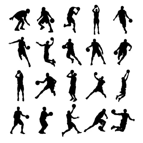 Illustration vectorielle de silhouette noire de basket-ball 25 — Image vectorielle