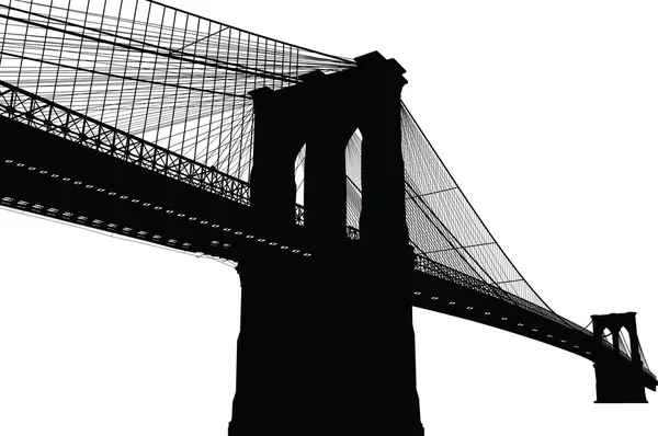 Nowy Jork brooklyn bridge czarna sylwetka wektor ilustracja — Wektor stockowy