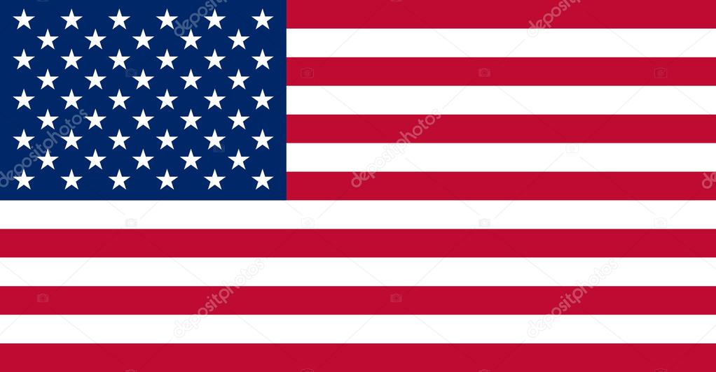 American USA Flag With Real Colours And Proportions Vector Illustration